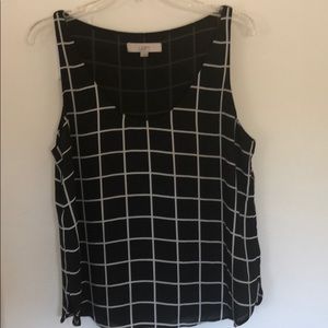 Black and cream block print tank